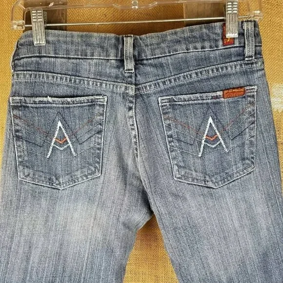 7 for all mankind women 27 jeans denim A pocket flare New York dark blue - Picture 3 of 4